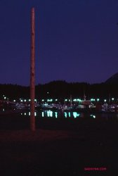 Greased Pole for Seldovia July 4 games, at night