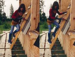 Image of Sadi Synn, installing Metal Roofing